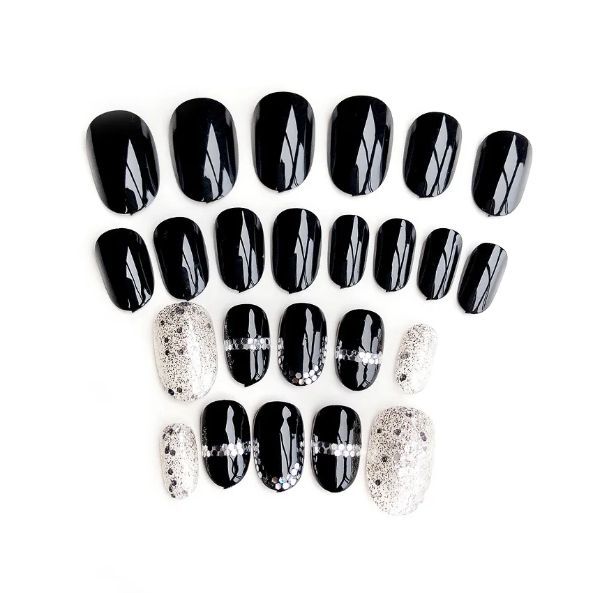 

Avocado Green Nails Set of 24 Fake Nails False Nails Green Nails Press On Nails diy Red Glitters Design Black Nail Character