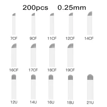 200 шт. одноразовые гибкий 0,25 мм 7/9/11/12/14 микроволоконная игла иглы 18 U форма иглы для тату-машинок для ручная вышивка брови ручка