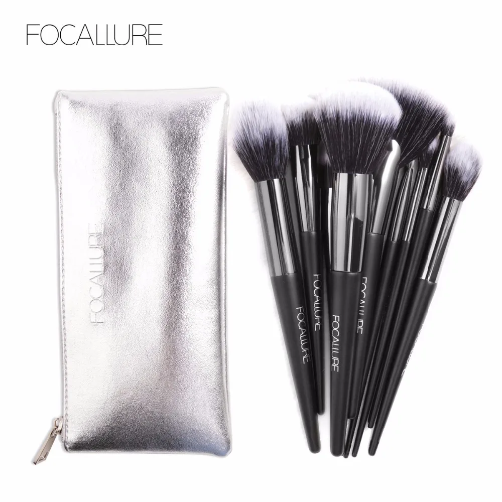 

Focallure 10pcs Face Foundation Tools Makeup Brushes with Leather Bag Professional Eyeshadow Eyeliner Tool Make up Brushes Kit
