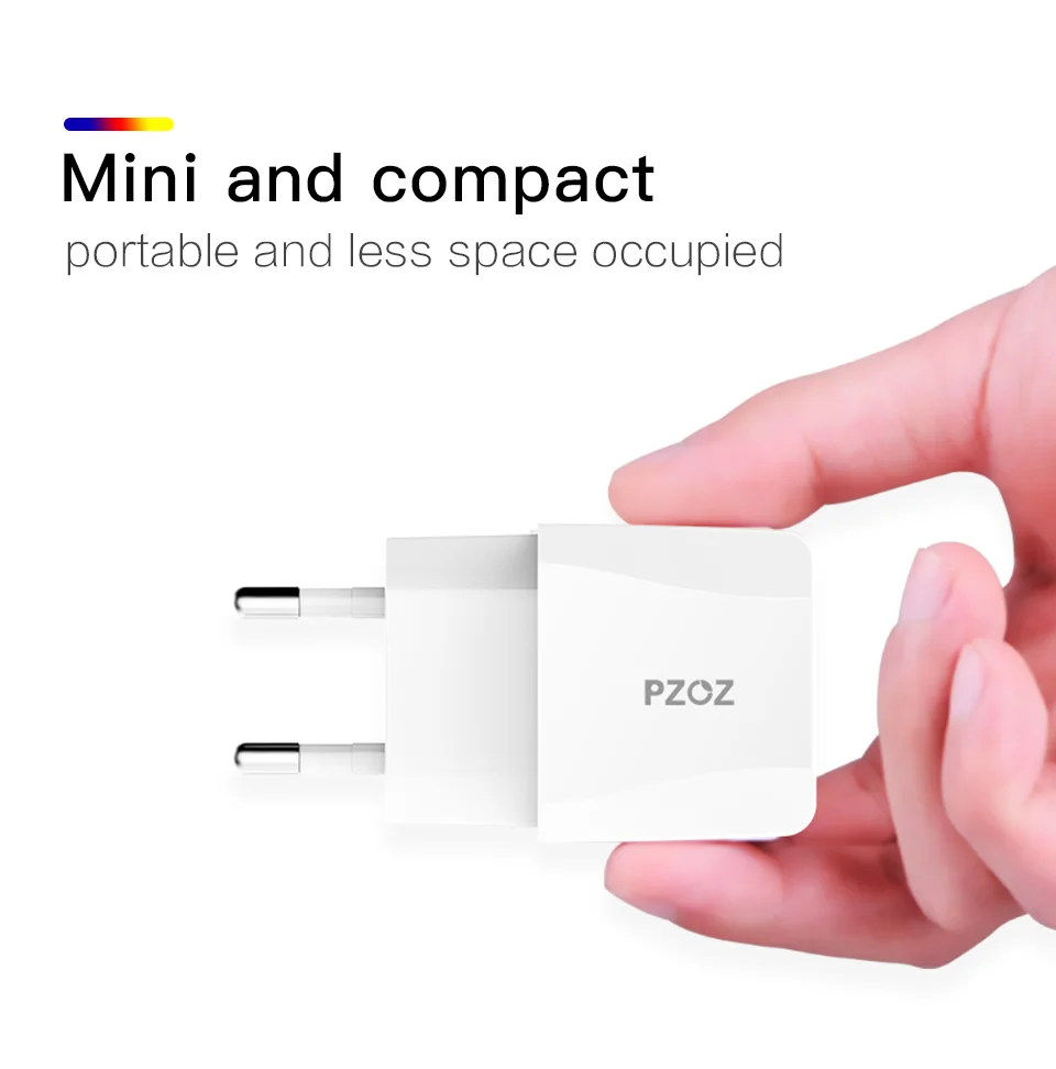 PZOZ USB Charger 5v2.1a Fast Charging Travel EU Plug Adapter portable Wall charger Mobile Phone cable For iphone Samsung xiaomi