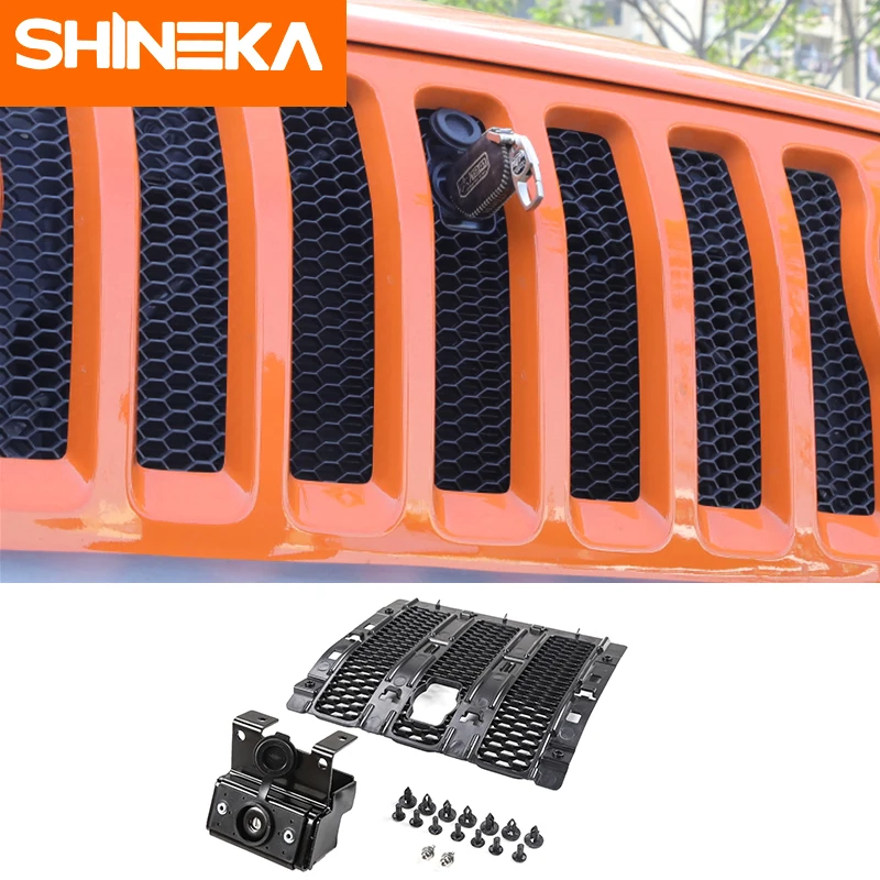 

SHINEKA Racing Grills Smart Lock Hood Catch Kit Assembly Anti-Theft Security Lock Set 2018 for Jeep Wrangler jl Accessories