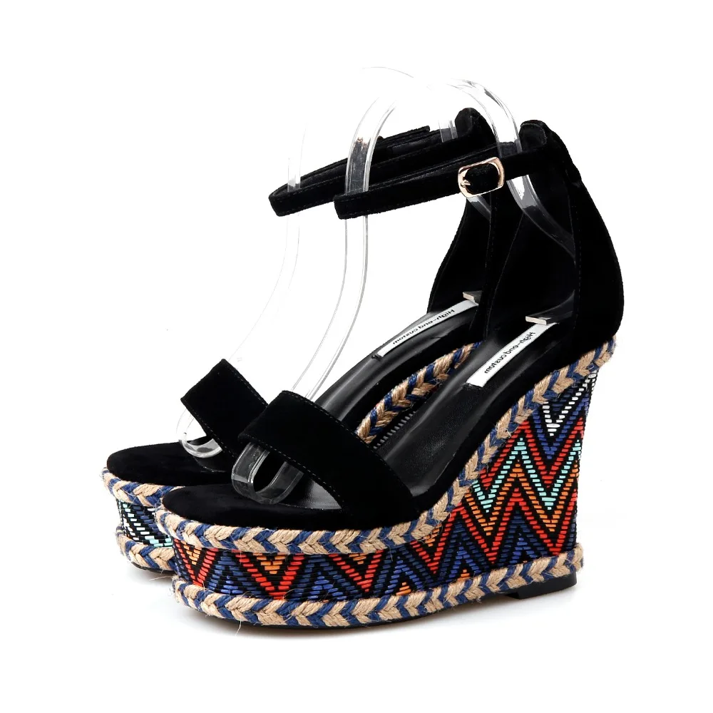 Arden Furtado 2018 summer new high heels 12cm platform casual ankle strap sandals shoes for woman small size 32 33 big size 42