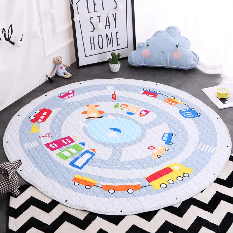 

1.5M Round Cosmic Space Cartoon Baby Crawling Quilted Carpet Kids Play Games Toys Storage Mat Portable Trip Anti-slip Rest Rugs