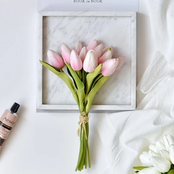 

10PCS PU Tulips Artificial Flowers Real touch mini Tulip for Home Wedding hotel paerty decoration Flowers free shipping