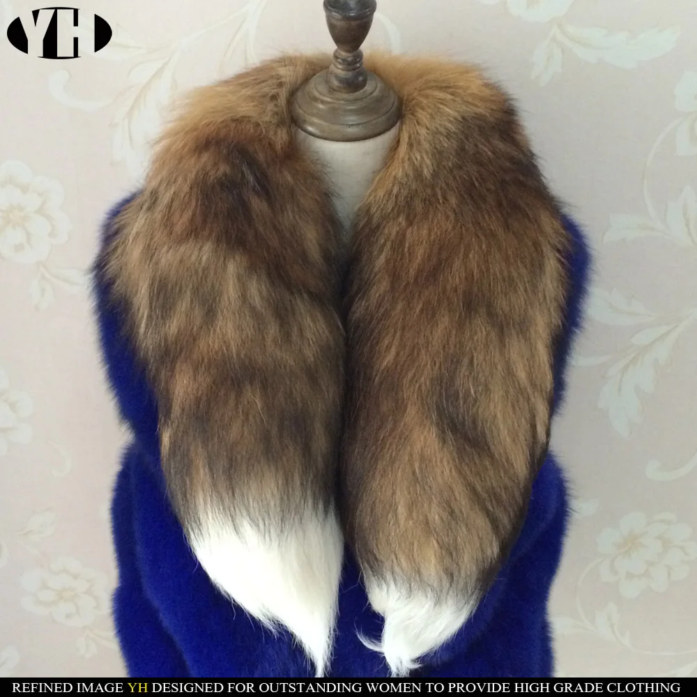 new arrive Real Fox Fur Scarf Women Winter Warm muffler 2 fox Tail patchwork Scarves Fashion fullness Collar Wraps