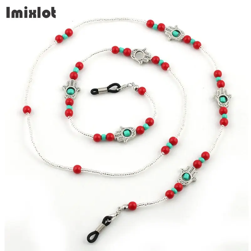 

Fashion Hadma Hand Eyeglass Chains Eyewear Accessories Red Beaded Lanyard Cord For Reading Glasses Anti-slip Sunglasses Chain