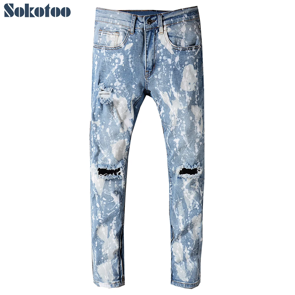 bleached ripped jeans mens