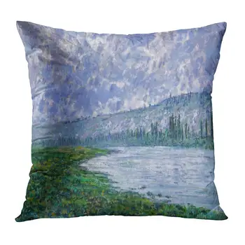 

Throw Pillowcase The Seine at Vetheuil by Claude Monet 1880 French Impressionist Painting Oil on Canvas This Work Variet