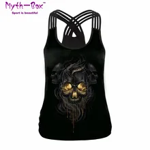 Летний женский спортивный жилет череп 3D принт рубашки без рукавов для йоги рубашка Для Бега Спортзала Фитнес Футболка эластичные майки тренировочная блуза