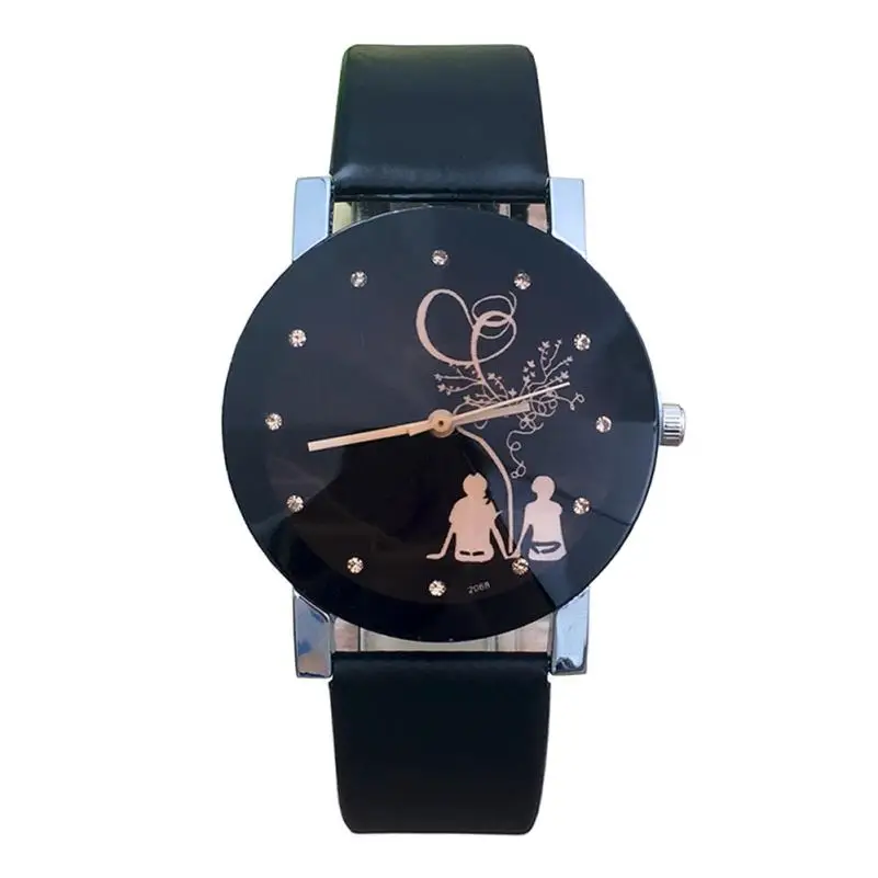 Винтажные мужские часы, горячая Распродажа, студенческие парные часы, стильные часы со стеклянным ремешком, кварцевые часы, новейшие 30p - Цвет: black
