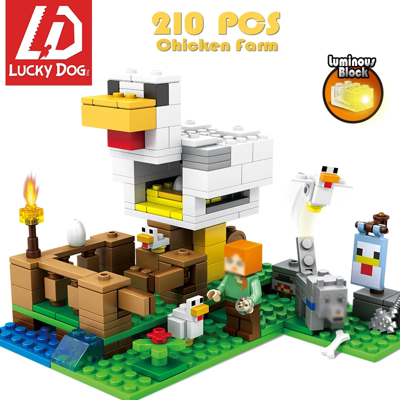 

210PCS Minecrafted Building Blocks Compatible Legoed city Figures Chicken Farm Bricks Set Educational Toys for Children Gift