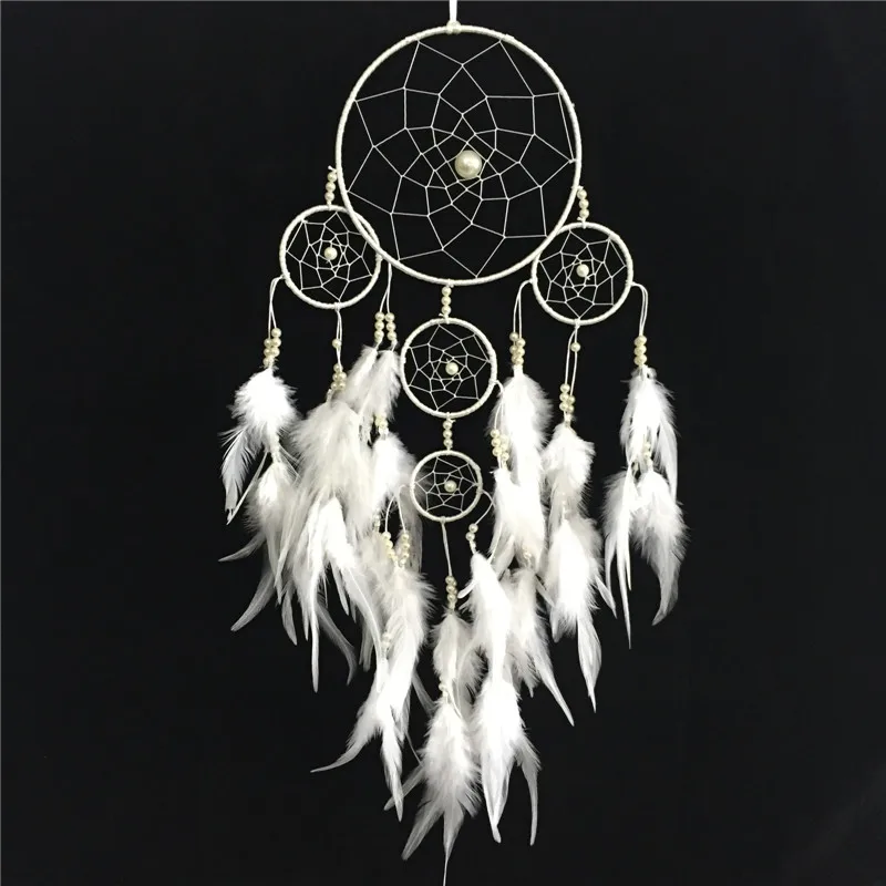 New Fashion Originality Hot White Dreamcatcher Wind Chimes New Fashion Originality Hot White Dreamcatcher Wind Chimes Indian Style Pearl Feather Pendant Dream Catcher Gift In Hanging Decorations