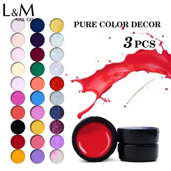 

3pcs New Fashion Lvmay 48 Colors UV Nail Gel Kit Nail Art Decoration Tips Pure Color Gel UV DIY color soak off gel polish Hot