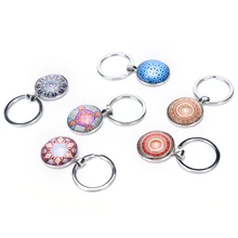 Mandala porte-clés géométrie sacrée porte-clés Art verre pendentif porte-clés à la main porte-clés bijoux pour femmes cadeaux(China)