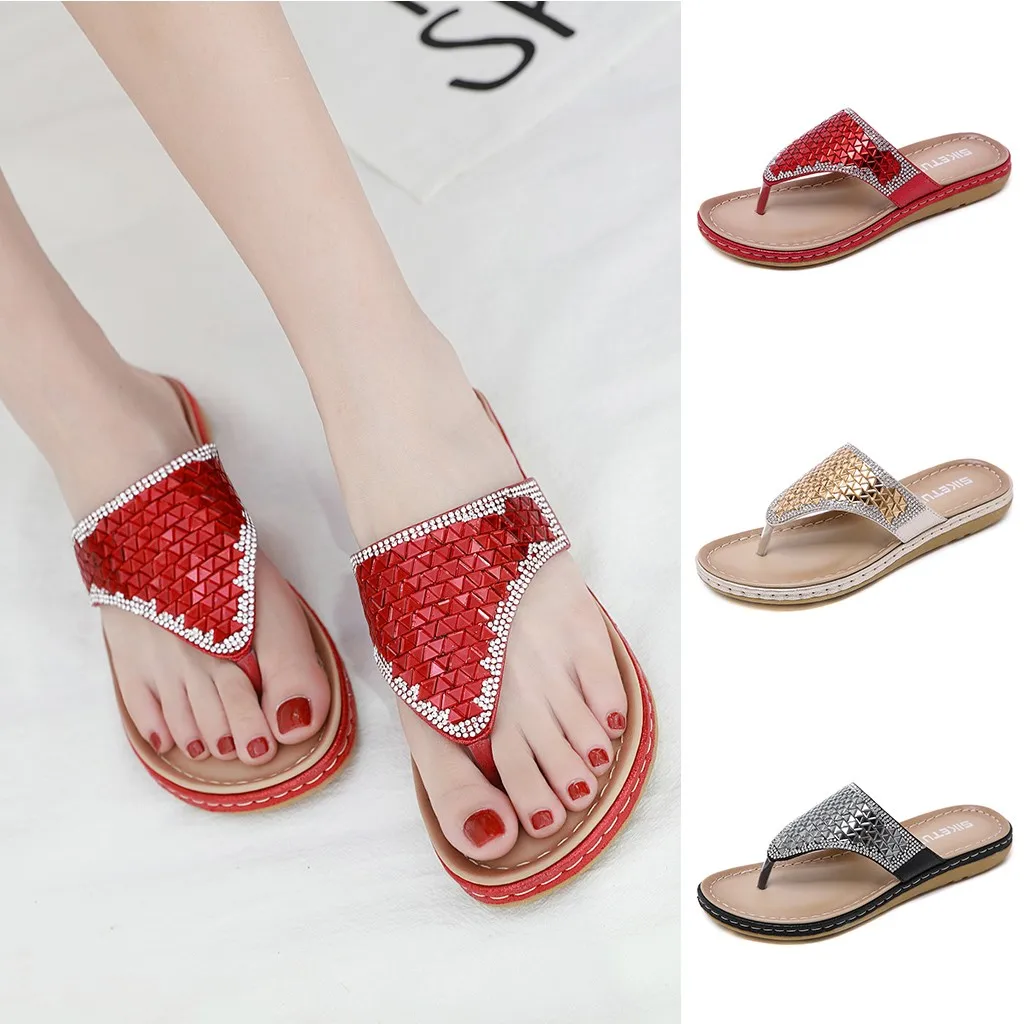 

Bohemia Summer Women Ladies Metal Wedges Sandals Beach Flops Flip Slipper Shoes slippers women summer flip flops women shoes
