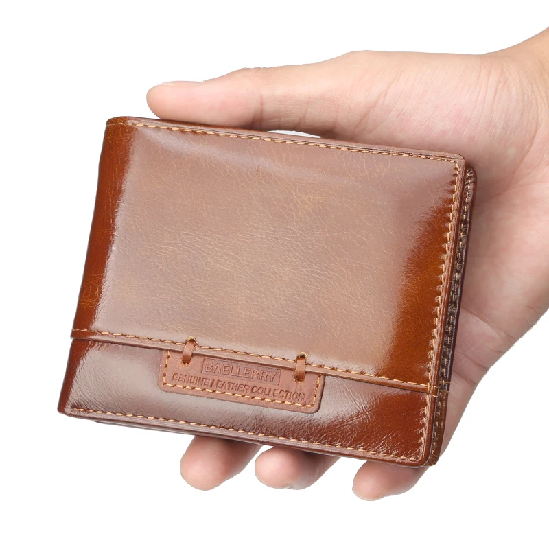 

New Luxury Brand Cowhide Leather High Quality Men Short Wallet Coin Purse Male Business Card Holder Clutch Money Bag Men Wallet