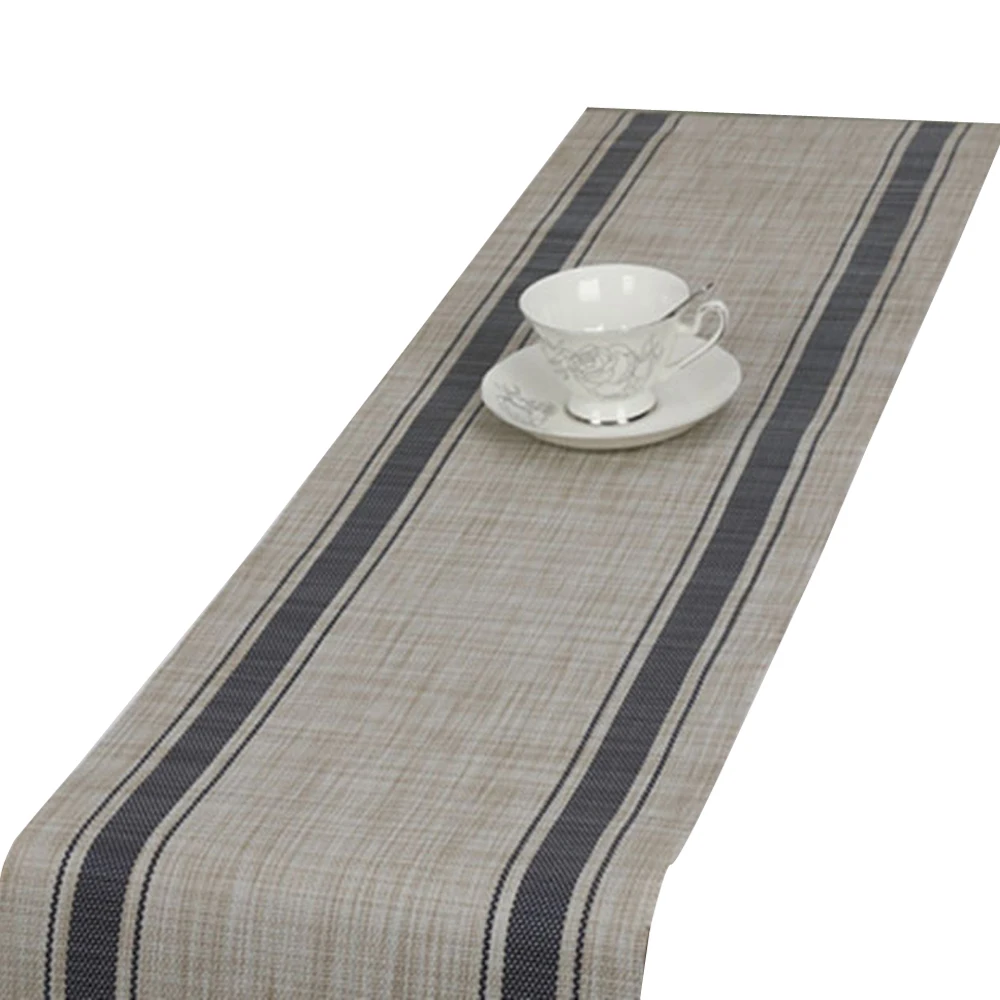 

Table Runner Place Mat Stripe PVC Decorative Washable Placemats For Dining Linens Heat-resistant place mat Cup mat coaster