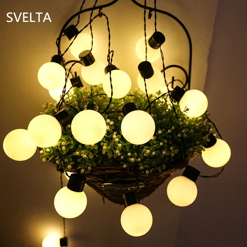

SVELTA 5cm LED Big Ball String Lights Decorative 5M 20 LED Retro Garland Christmas Light For Party Wedding Holiday Decoration