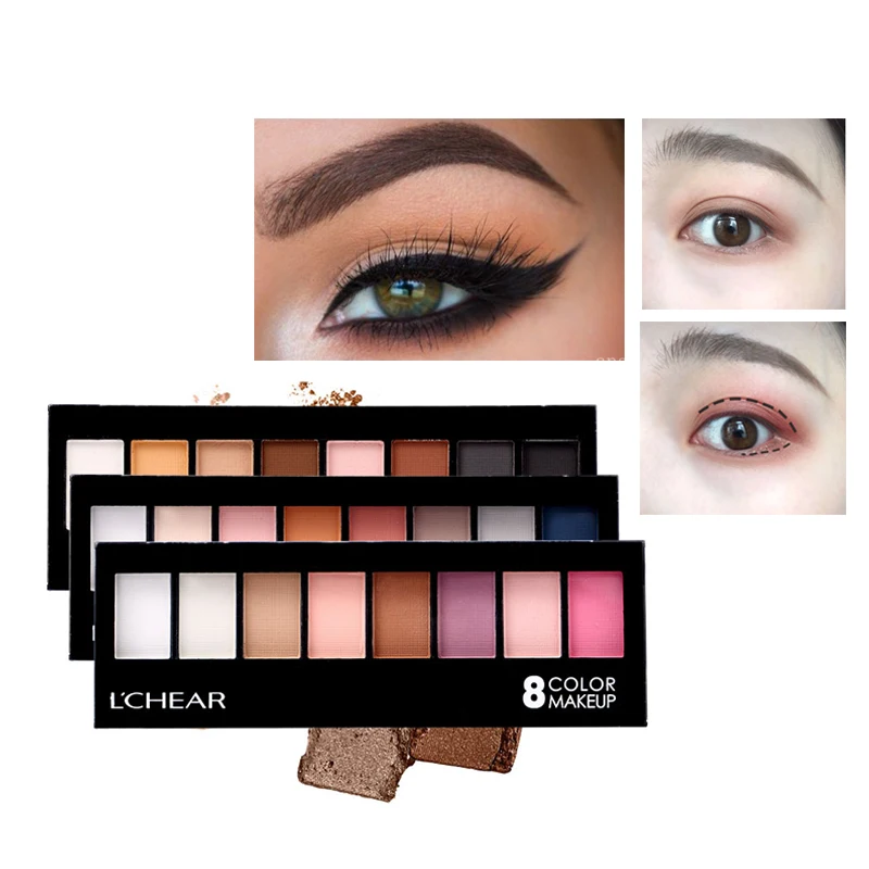 

Professional Matte Eye Shadow Palette Nude Makeup 8 Colors Waterproof Shimmer Eyeshadow With Brush Cosmetic
