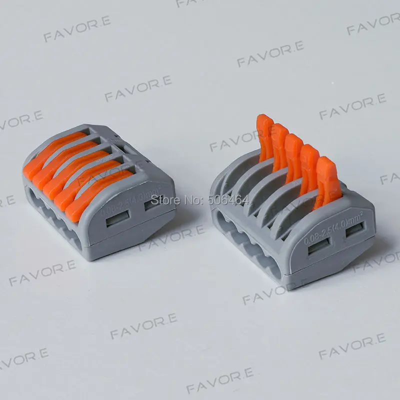 

5pcs PCT215 5pin reuseable easy terminal block 0.08-2.5(4.0)mm2 Universal Compact Wire Wiring Connector