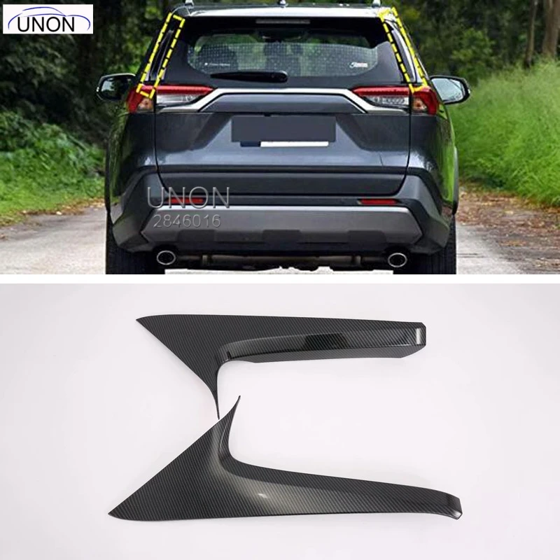 

Car Accessories Rear Window Spoiler Side Corner Strip Trim ABS Carbon Style 2PCS for Toyota RAV4 XA50 2019+