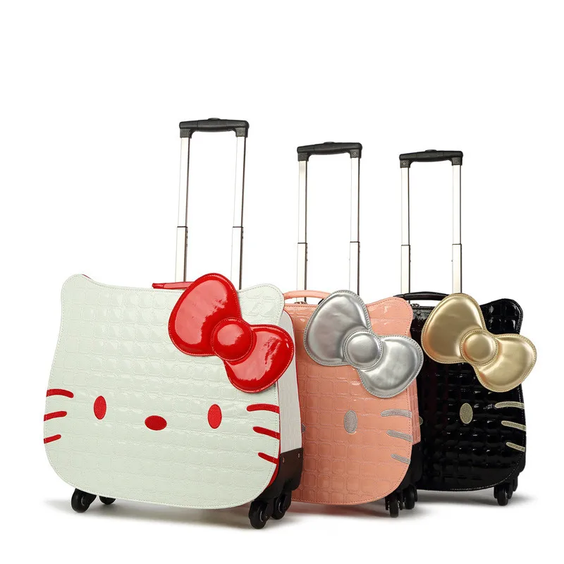 18 Inch Hello Kitty Cartoon trolley Suitcase Luggage Pull Rod Hello kitty luggage case box for Women Girl Children Kids