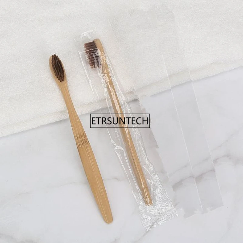 Pescoço de Bambu Escova de Dentes por Atacado de Madeira Friendly de Bambu Escova de Dentes Magro Higiene Bucal Cabeça Preta F2919 100pcs Eco 5 Dentes Por Atacado De Madeira Eco friendly