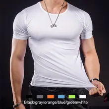 Мужские футболки для бега плотные цветные штаны-скинни Кроссфит, бодибилдинг брендовая одежда S-2XL Лето Фитнес компрессионная рубашка Топы