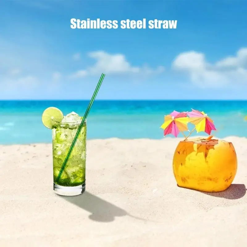 5pcs/set health Drinking Straw Reusable Stainless Steel Straw Metal Drinking Straight Bend Straws Bar Party Accessory New