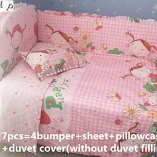 Скидка! 6/7 шт набор постельного белья для детей, занавес кроватки Постельное белье для колыбели комплект, 120*60/120*70 см