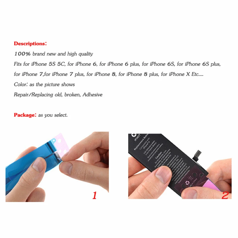 Battery Adhesive Sticker Glue Tape Double-Sided For iPhone 7 8 Plus X 5s 6 6s Plus Phone Battery Decor Sticker Replace Strip Tab