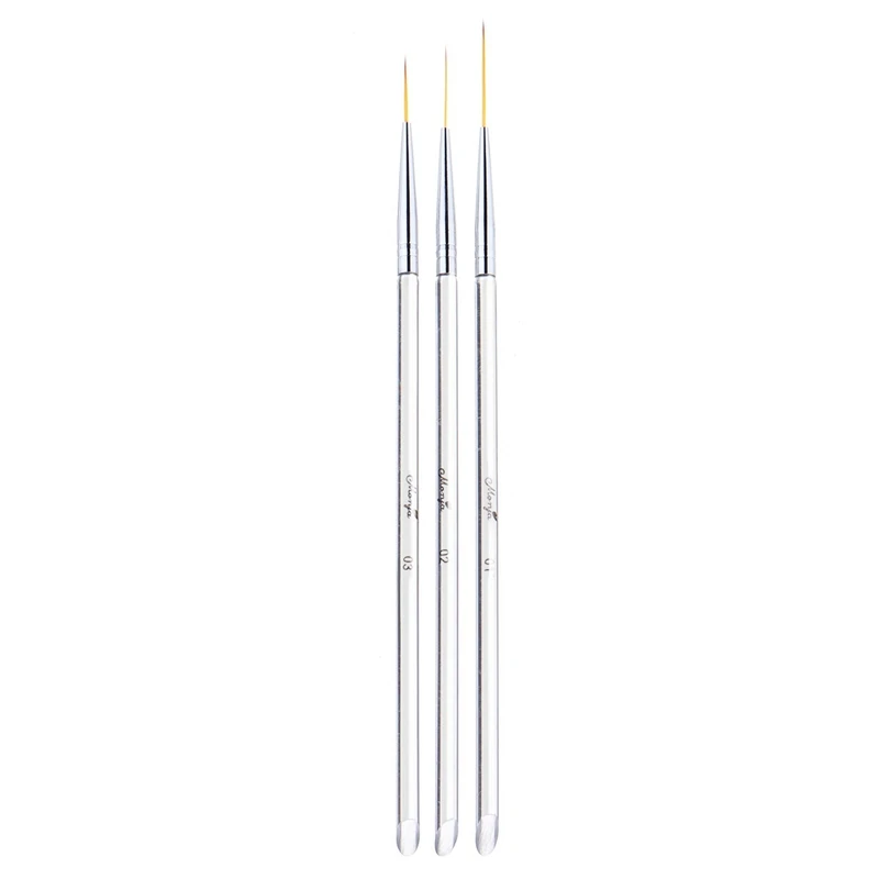 

Monja 3 Pieces / Set Of Double Head Nails Acrylic Transparent Handle Stripe Line Stroke Brush Brush Polish Uv Gel Removal Pen