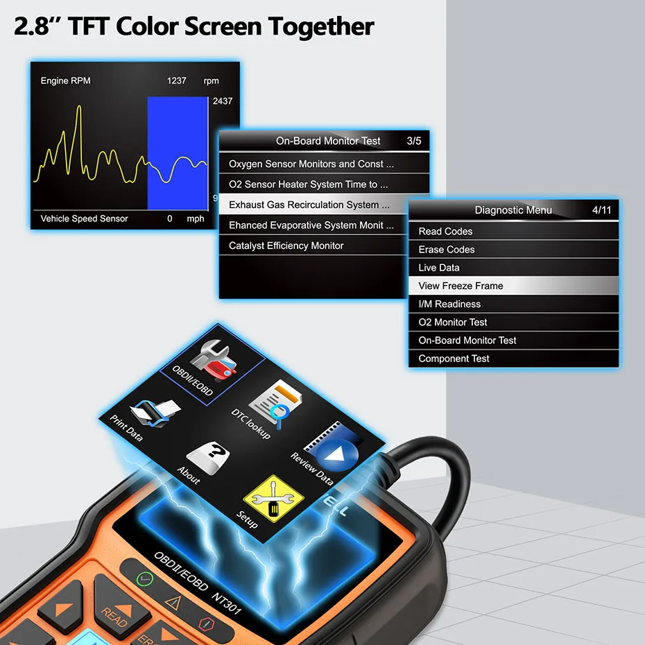 FOXWELL NT301 OBD2 сканер Профессиональный EOBD OBDII код считыватель двигателя проверка ODB2 OBD 2 Автомобильный сканер автомобильный диагностический инструмент