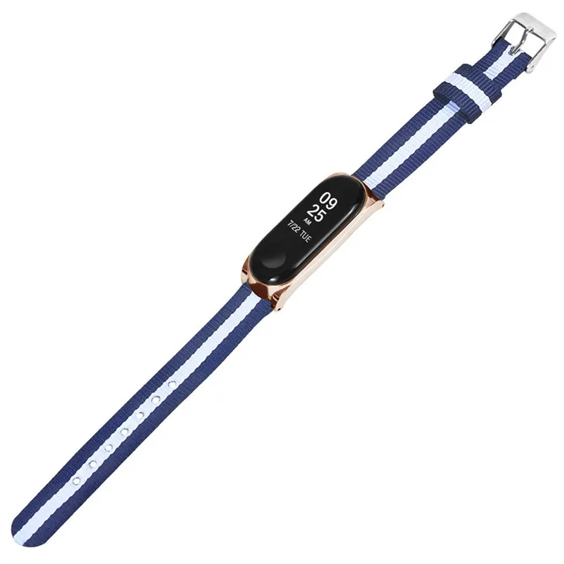 Fashio Navy Nylon Wristband Canvas Sport Strap Watch Band Replacemen For Xiaomi Mi Band 3 Watch band Size 25x1.95x0.54cm 40MR1402