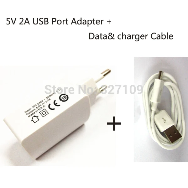 White EU Plug Wall Charger Power Adapter 5V 2A USB Port + Data & Cable For Huawei Ascend P6 P7 Honor 3C 3X 6 Plus Mate 7 | Электроника