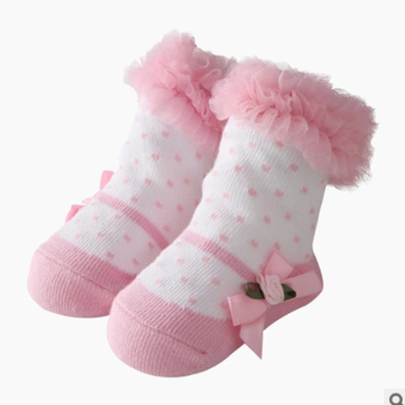 

1 Pair Girl Kids Newborn Baby Socks Warm Bowknot Non-slip Cotton Ankle Socks New Cute