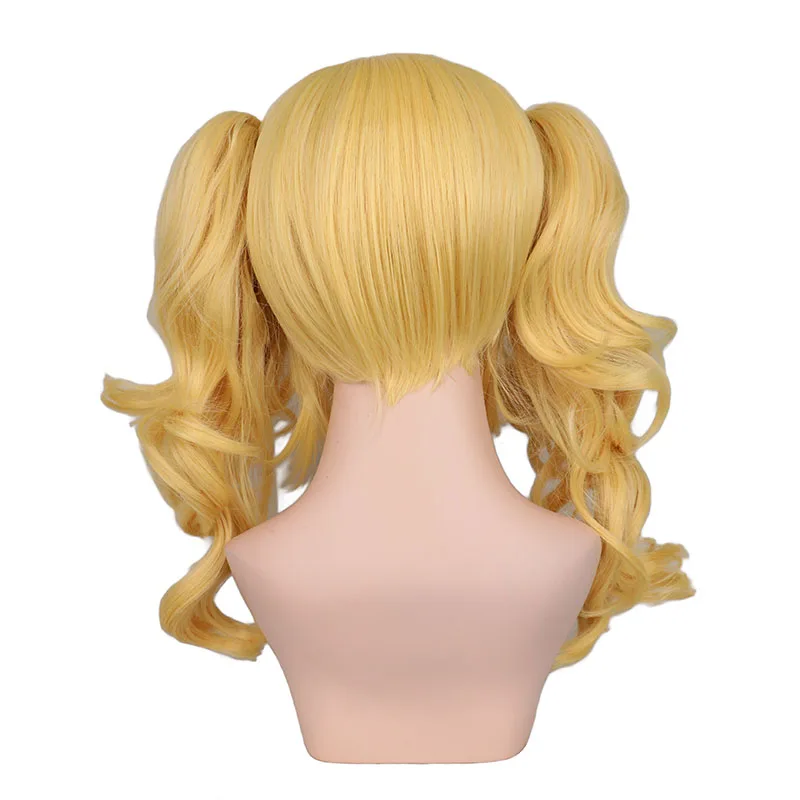 QQXCAIW Cosplay largo ondulado mezclado peluca rubia disfraz 2 colas de caballo pelucas sintéticas resistentes al calor QQXCAIW Cosplay largo ondulado mezclado peluca rubia disfraz 2 colas de caballo pelucas sintéticas resistentes al calor