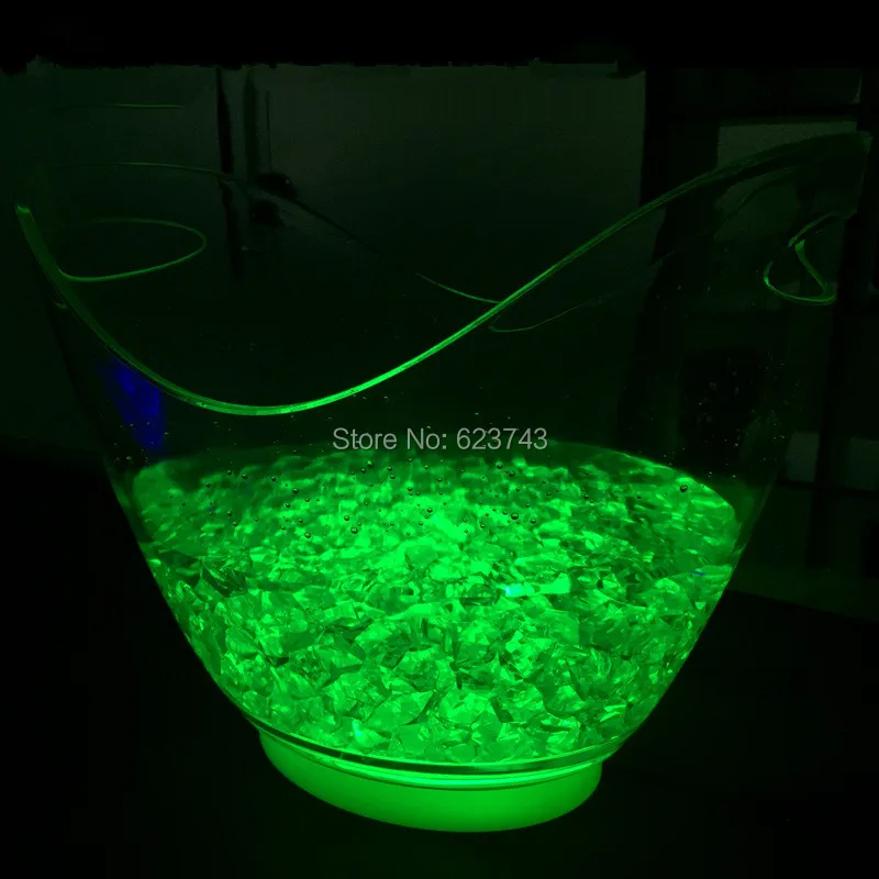 New product 1 piece single color rechargeable illuminous 8L LED ICE Bucket champagne beer ice bucket for bars decoration