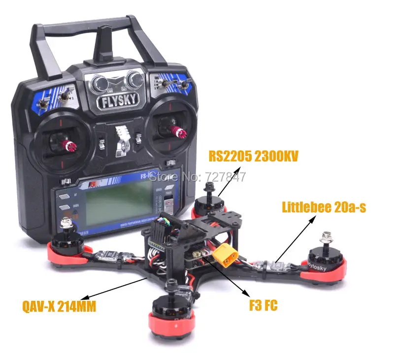 

Ready to Fly FPV QAV-X 214mm Frame RS2205 2300kv Motor F3 Flight Control Littlebee 20a-S ESC For QAV-X 210 QAV-R