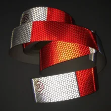 5 см* 28 м ПВХ белый добавить красный Светоотражающая сигнальная лента непосредственно наклеивать для фургон Предупреждение размещен