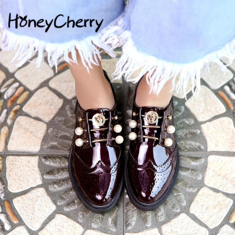 

New Spring 2018 Women's Shoes, Casual, Shallow-mouthed Single Shoes, Thick Soles And Low-top Pearl Shoes Size35-40