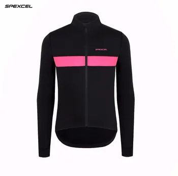 

SPEXCEL Low-profile Black pink slim fit winter thermal fleece Cycling Jersey long seleve cycling gear Winter fleece jersey