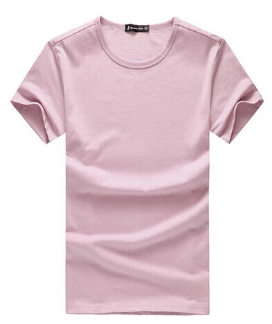 Пионерский лагерь Футболка мужская летняя хлопок сплошной Футболка мужская Повседневная футболка мужская с коротким рукавом плюс размер 4XL - Цвет: pink