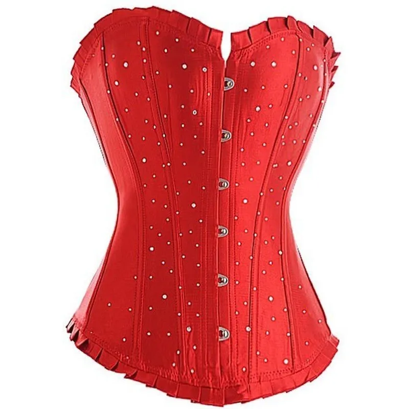 2018 Luxury Satin Corset and Bustiers Black Blue Red Purple Polka Dot Overbust Gorset Slimming Waist Cincher Plus Size 6XL (1)