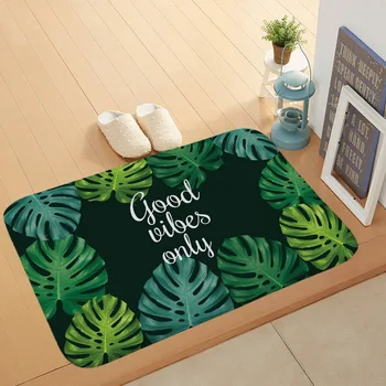 

Popular Tropical Plant Style Door Mat Marbled Road Living Room Decorative Blanket Absorbent Non-Slip Kitchen Bathroom Cushion