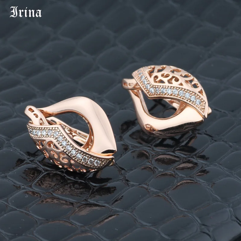 Серьги капли Irina 585 покрытые розовым золотом Элегантные Очаровательные стильные