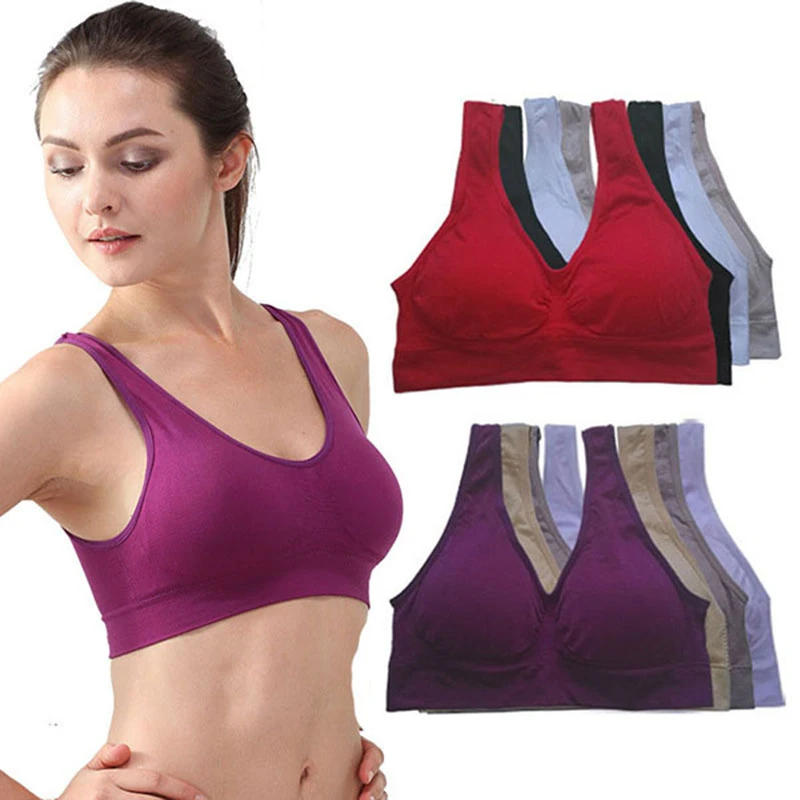 NEW Womens Sport Bra Fitness Yoga Running Vest Underwear Padded Crop Tops Underwear 7 Colors No Wire-rim Bras Female