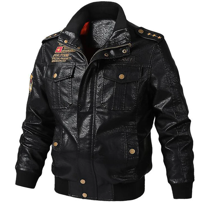 Новая кожаная куртка мужская повседневная винтажная куртка-бомбер мужская s с несколькими карманами Байкерская мотоциклетная PU кожаная куртка размера плюс 5XL 6XL