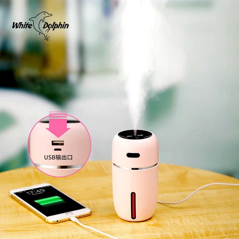 White Dolphin Mini USB Air Humidifier Essential Oil Diffuser LED Ultrasonic Mist Maker Fogger Humidifier Car USB Aroma Diffuser