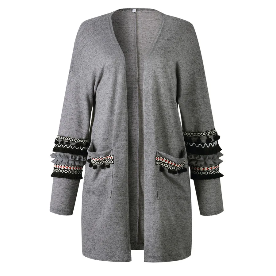 Gladiolus Fashion 2018 Autumn Winter Sweater Women Long Sleeve Double Pocket Patchwork Long Knitted Cardigan Women Sweater Coats (43)